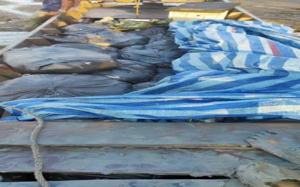 Pasukan Polis Marin (PPM) rampas 270 kilogram (kg) daun ketum di Pesisir Pantai Kuala Perlis, pada Ahad. - Foto Polis Marin