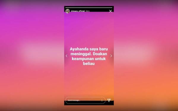 Mohd Asri memaklumkan berita sedih pemergian bapanya menerusi Intagram beliau pada petang Rabu.