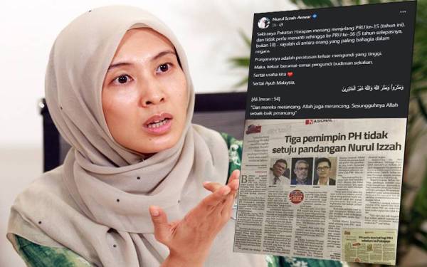 Tangkap layar hantaran Nurul Izzah di laman Facebook pada Jumaat (Gambar kecil) Nurul Izzah