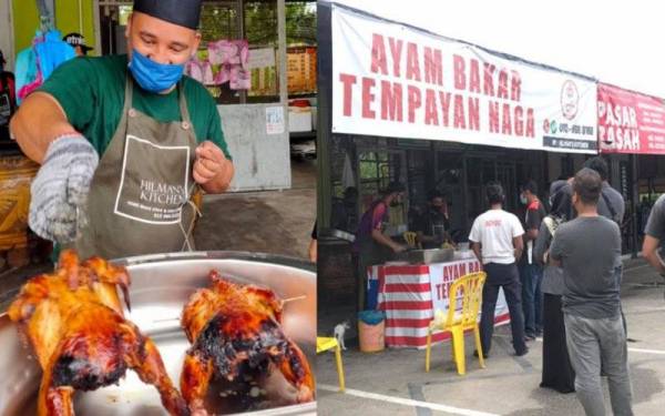 Orang ramai akan beratur hendak beli ayam tempayan naga mulai jam 3 petang.