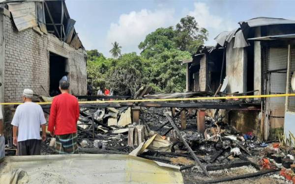 Keadaan rumah pusaka dihuni mangsa di Kampung Pahang Tua di sini yang musnah dalam kebakaran pada Rabu.