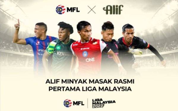 LIGA Bola Sepak Malaysia (MFL) mengumumkan minyak masak ALIF, sebagai penaja bagi saingan Liga Malaysia (Liga-M) bagi musim 2022.
