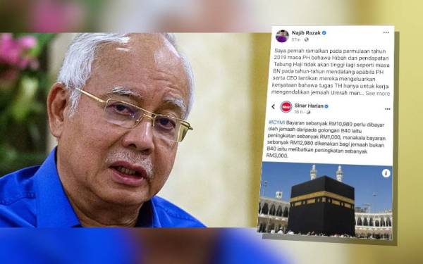 Hantaran Najib di Facebook beliau pada pagi Ahad.