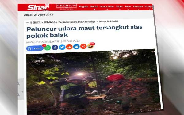 Laporan Sinar Harian pada Sabtu.