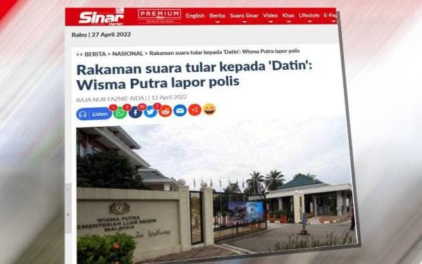 Laporan Sinar Harian pada 12 April lalu.