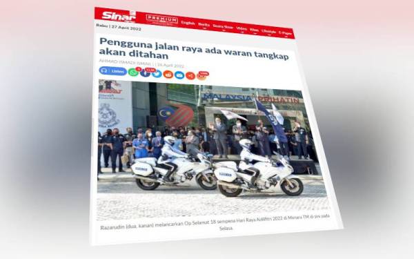 PDRM akan menahan pengguna jalan raya yang dikesan memiliki waran tangkap lampau sepanjang Op Selamat yang berlangsung dari 29 April hingga 8 Mei ini.