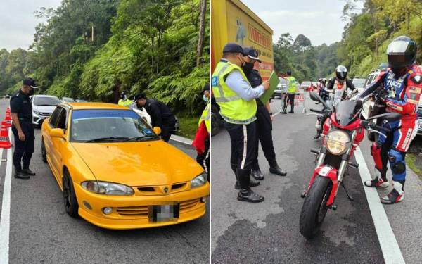 Sebanyak 87 saman dikeluarkan dalam Ops Samseng Jalanan di Jalan Sungai Tua-Ulu Yam, Hulu Selangor. pada Sabtu.