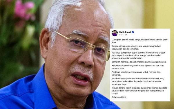 Tangkap layar hantaran Facebook Najib pada Isnin