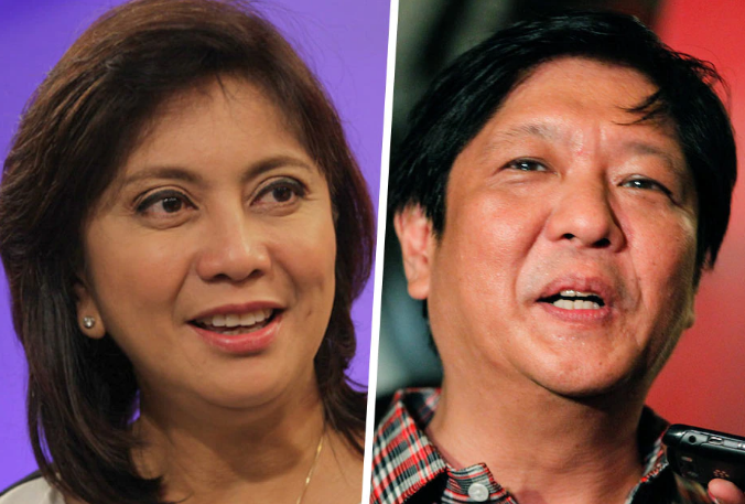 Robredo (kiri) menjadi pesaing utama Marcos Jr untuk merebut jawatan Presiden Filipina pada pemilihan Isnin depan. - Foto Agensi