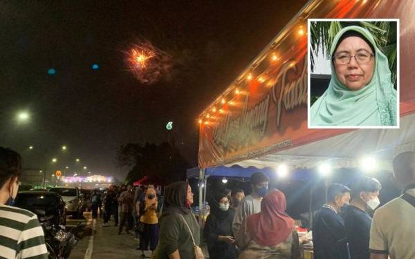 Gerai Pak Dean Lemang Tradisi sesak dengan orang ramai membeli lemang dan rendang. (Gambar kecil: Kamariah)