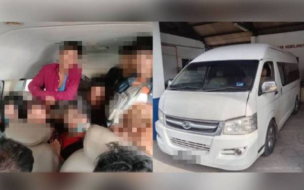 Pendatang asing tanpa izin warganegara Myanmar yang dimuatkan dalam sebuah van. Van yang digunakan oleh suspek membawa muatan 20 pendatang asing tanpa izin (PATI) di Pasir Mas pada Ahad. - Foto ihsan PDRM