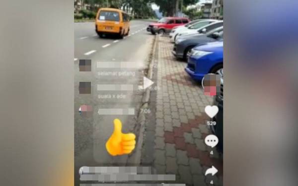 Tangkap layar rakaman video tular di aplikasi TikTok menunjukkan van sekolah dipandu secara melawan arus di Jalan Lumut-Sitiawan dalam kejadian pada Rabu.