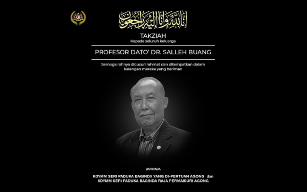 Ucapan takziah yang dizahirkan Al-Sultan Abdullah dan Tunku Azizah dikongsi di Facebook Istana Negara pada Jumaat.