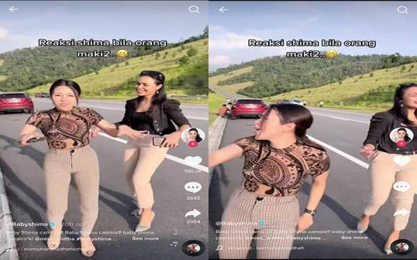 Tangkap layar video Baby Shima menari di Jalan Temiang-Pantai.