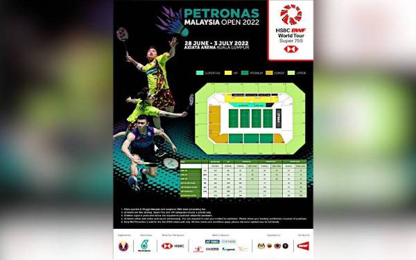Tiket badminton Terbuka Malaysia dijual Khamis