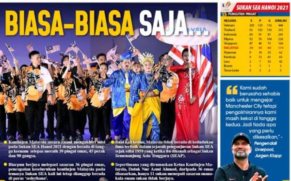 Laporan Sukan Sinar pada Isnin.