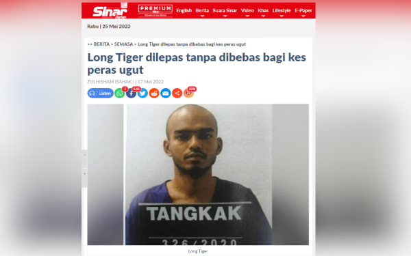 Laporan Sinar Harian pada 17 Mei lalu.