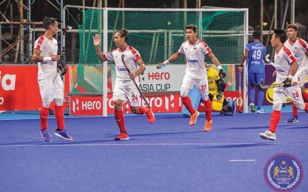 Antara aksi Speedy Tigers menentang India dalam saingan Super 4 Piala Asia 2022 di Stadium Hoki Gelora Bung Karno, Jakarta pada Ahad.
