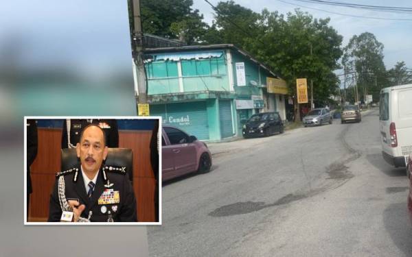 Lokasi kejadian polis terpaksa melepaskan enam das tembakan ke arah tayar kereta dipandu suspek. - Foto: Pembaca Gambar kecil: Mior Faridalathrash