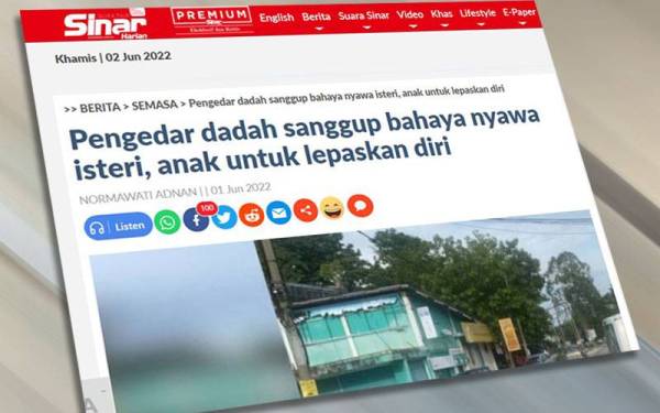 Laporan Sinar Harian pada Rabu.