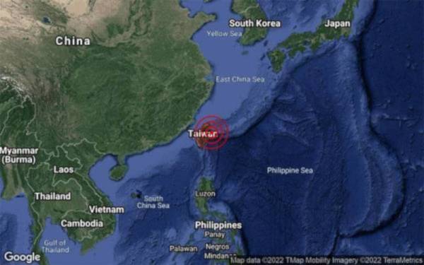 Gempa bumi berukuran 5.4 pada skala Richter menggegarkan perairan timur laut Taiwan pagi Selasa waktu tempatan.