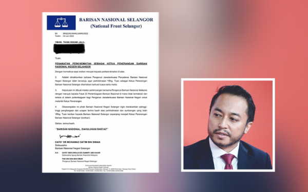 Surat penamatan perkhidmatan Isham yang dimuatnaik di Facebook pada Rabu. (Gambar kecil: Isham)