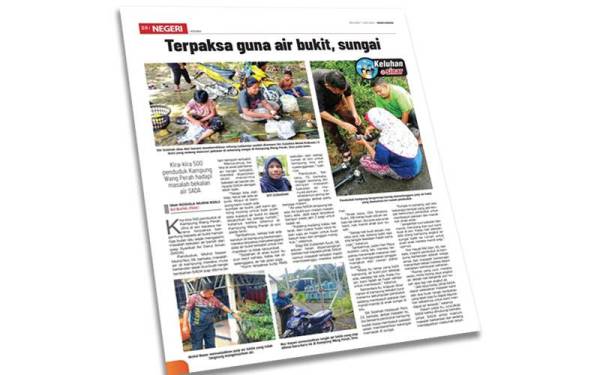 Laporan Sinar Harian pada Selasa berkaitan masalah air di Kampung Wang Perah,Jitra