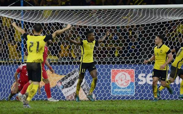 Sumareh meraikan jaringan pada perlawanan Kumpulan E Kelayakan Piala Asia 2023 ketika menentang Bahrain di Stadium Nasional Bukit Jalil malam Sabtu. - Foto Bernama
