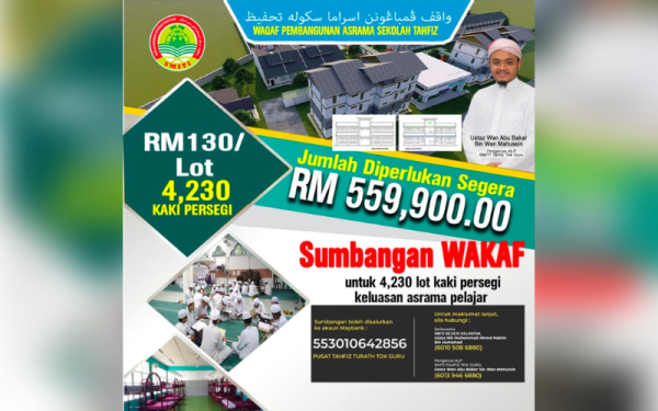 Dana diperlukan bagi pembinaan asrama Sekolah Menengah Integrasi Teras Islam (SMITI) Tahfiz Tok Guru, Pasir Puteh.