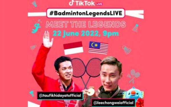 Dua bintang legenda badminton bakal 'berentap' secara langsung di TikTok.