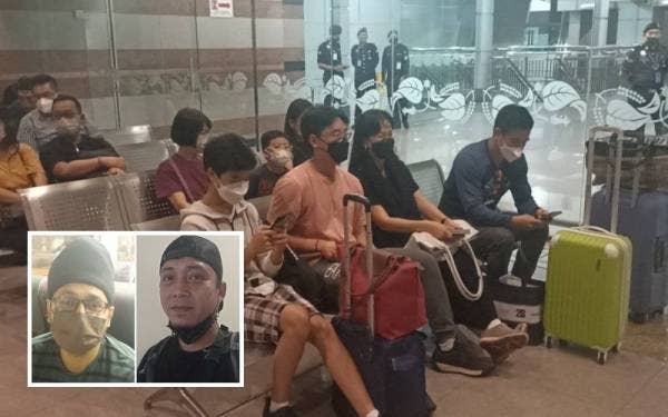 Penumpang menunggu di JB Sentral untuk menaiki tren Shuttle Tebrau yang mula beroperasi semula pada Ahad. (Gambar kecil: Taranjet Singh, Zainal Zasuri)