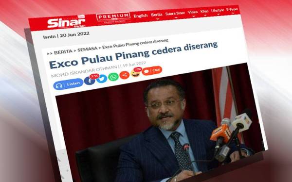 Laporan Sinar Harian pada Ahad.