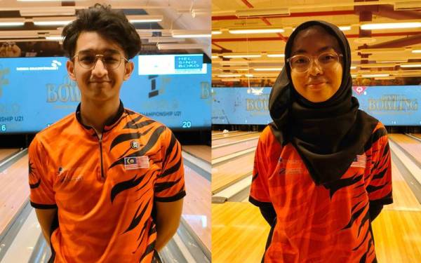 Ahmad Azriq (kiri) dan Alya Addini layak ke separuh akhir di Olympia Bowling.