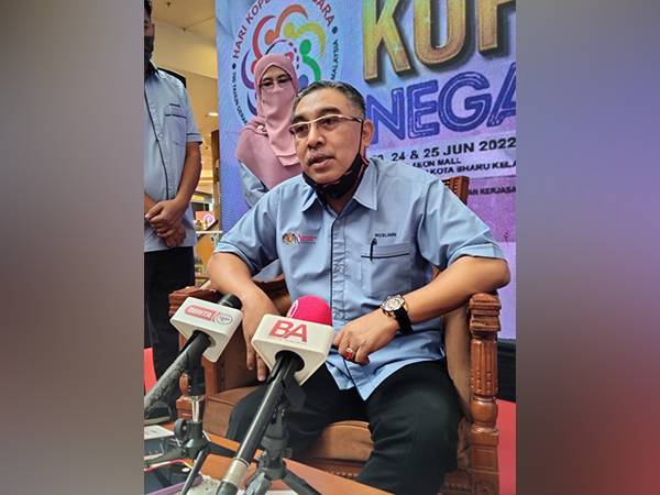 Muslimin ketika ditemui pemberita selepas Perasmian Hari Koperasi Negara 2022 Peringkat Negeri Kelantan sempena 100 Tahun Gerakan Koperasi pada Sabtu.