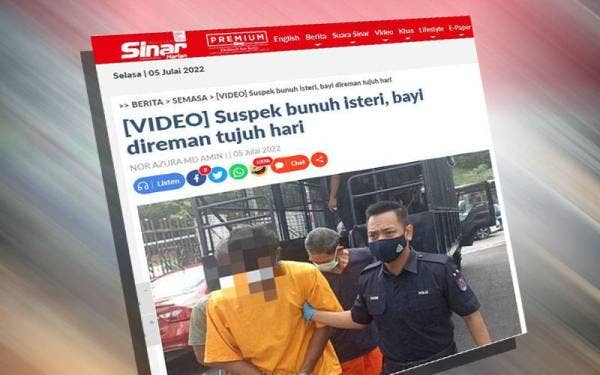 Suspek yang dipercayai membunuh isteri dan bayinya di Bakar Batu pada Isnin, direman tujuh hari bagi membantu siasatan.