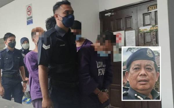 Suspek depan (dua,kiri) disahkan positif dadah jenis syabu. (Gambar kecil: Zainol)