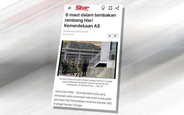 Laporan Sinar Harian.