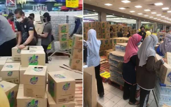 Orang ramai mula membuat pembelian panik air minuman susulan bekalan air terputus di beberapa kawasan di Pulau Pinang.