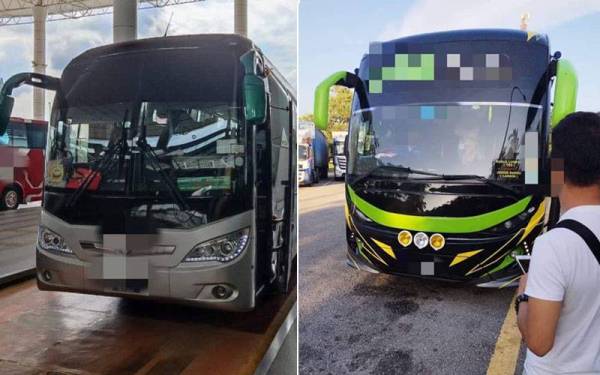 Antara bas yang ditahan semasa operasi dilakukan. - Foto ihsan JPJ