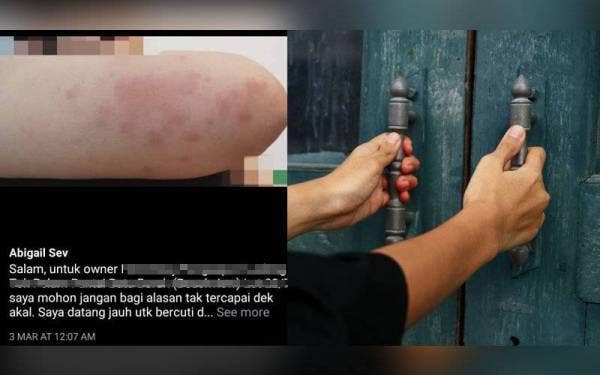 Perkongsian Abigail Sev mengenai keadaan dirinya disebabkan bilik penginapan yang tidak bersih.