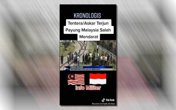 Tular satu video di TikTok yang diambil dari saluran televisyen Indonesia menunjukkan tentera Malaysia mendarat di kawasan yang salah.