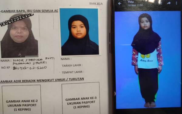 Gambar terkini Nur Fatihah (kanan) yang berada dalam jagaan keluarga angkat.
