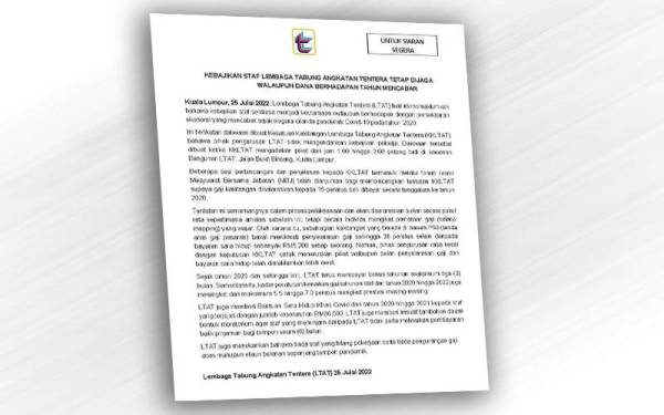 Kenyataan media LTAT pada Isnin.