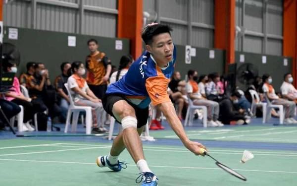 Ng Jun Yan ketika beraksi dalam acara berpasukan badminton lelaki di temasya AUG 2022.