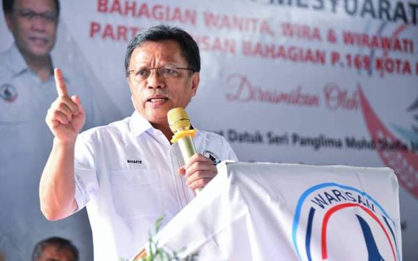 Mohd Shafie ketika berucap pada Mesyuarat Agung Tahunan Warisan Bahagian Kota Belud di Kota Belud pada Sabtu.