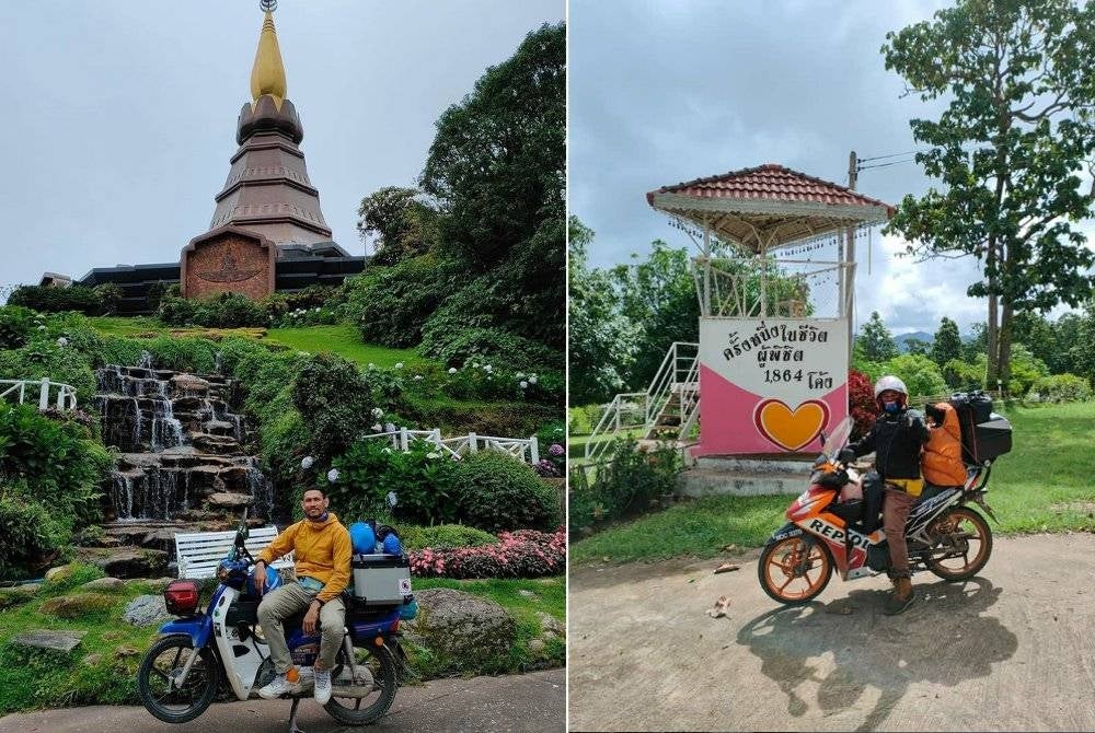 Khairul Azri (gambar kiri) dan Izzuan (gambar kanan) melakukan kembara selama 20 hari menjelajah Laos dan Thailand. - Foto sumber Khairul Azri dan FB Malacca Deaf Sports