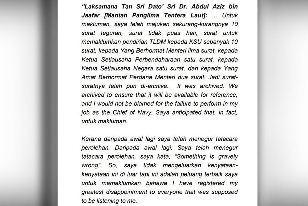 Kenyataan Abdul Aziz kepada PAC