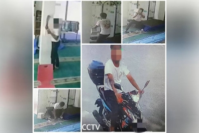 Rakaman kamera litar tertutup memaparkan tabung surau di Taman Keramat Permai dicuri suspek pada 28 Julai lalu.