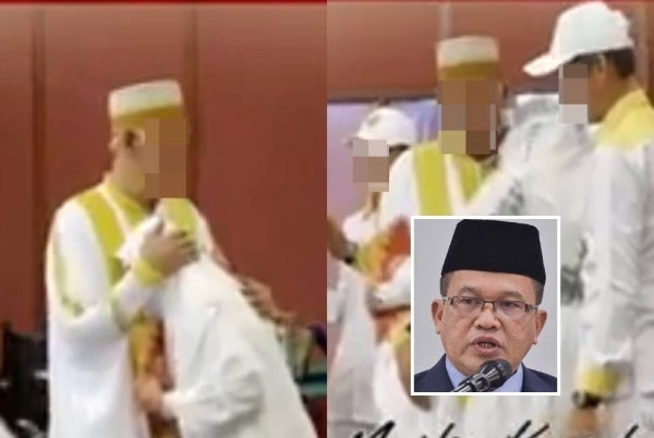Tangkap layar video majlis perhimpunan yang dianjurkan kumpulan ajaran Hadi Minallah di Langkawi pada Jun lalu. Gambar kecil: Mohd Ajib