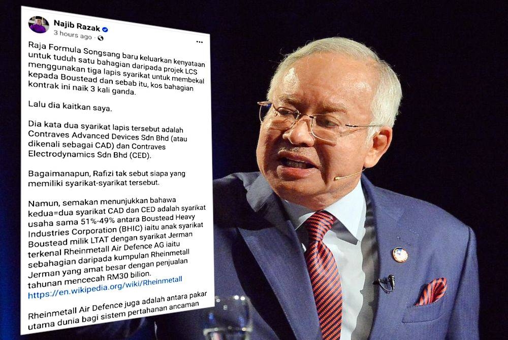 Najib. Kenyataan dimuat naik bekas Perdana Menteri Datuk Seri Najib Tun Razak di laman Facebooknya.